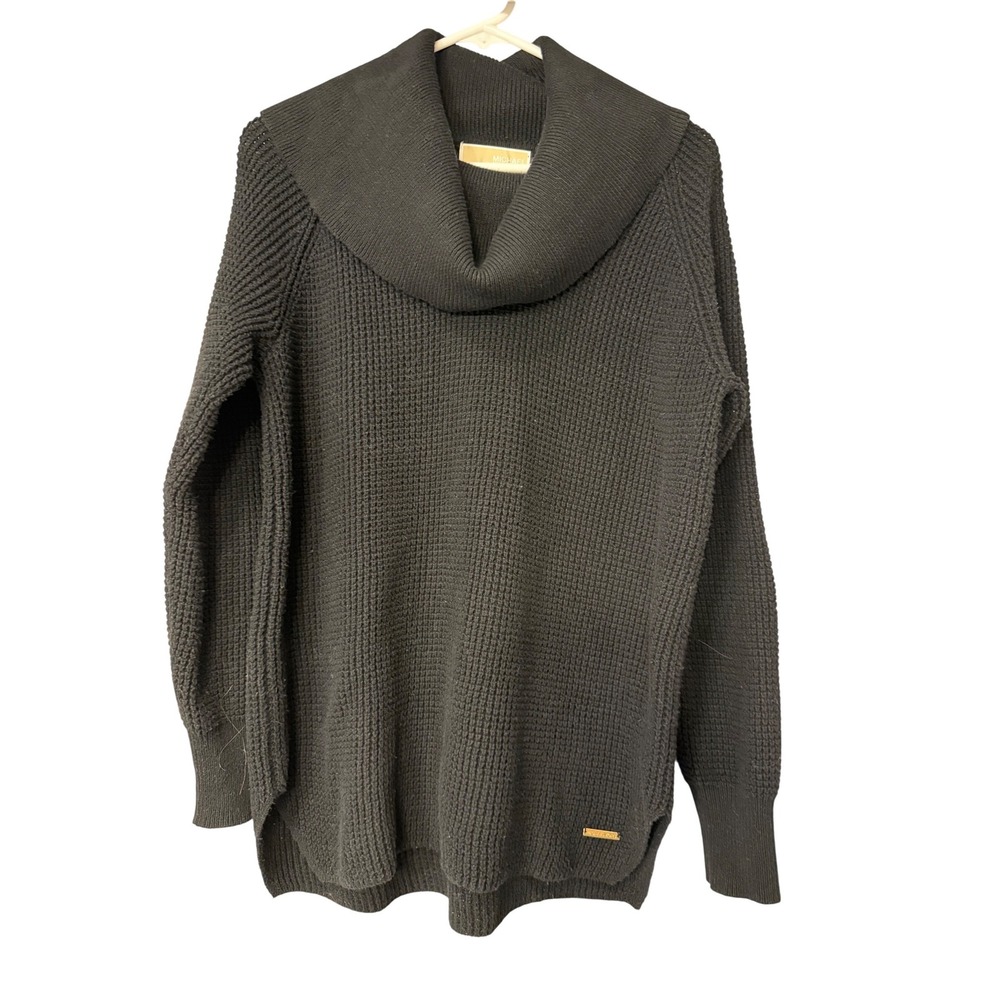 Michael Kors Womens‎ Black Waffle Knit Cowl Neck Sweater Size S